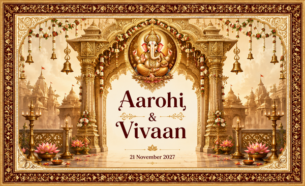 Royal Ganesh Temple Gateway personalized wedding backdrop