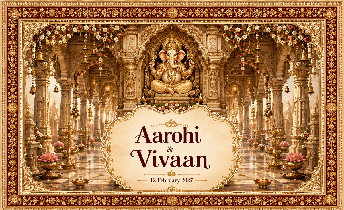 Royal Maroon Ganesh Heritage Courtyard customized Ganesh wedding Antarpat design AP-001-3