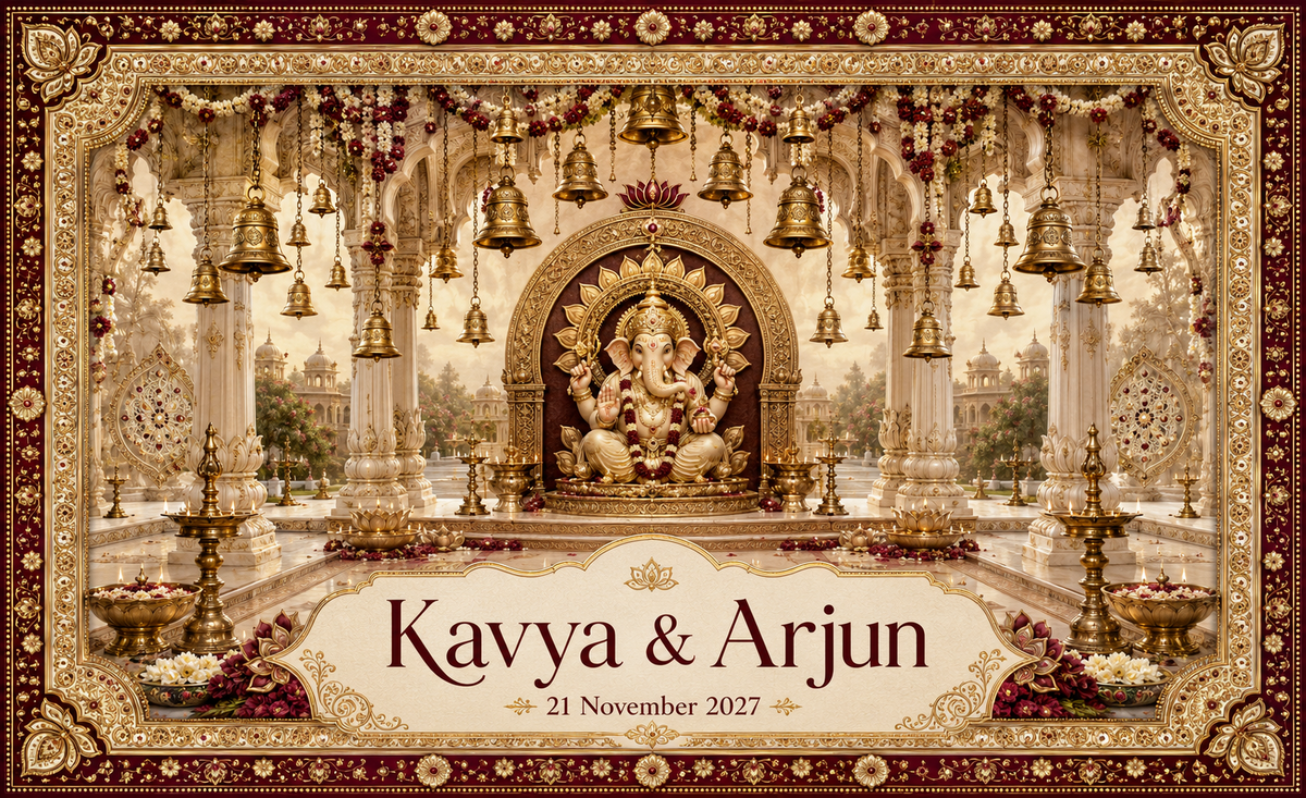 Royal Ganesh Hanging Bells Mandap customized Ganesh wedding Antarpat design AP-001-4