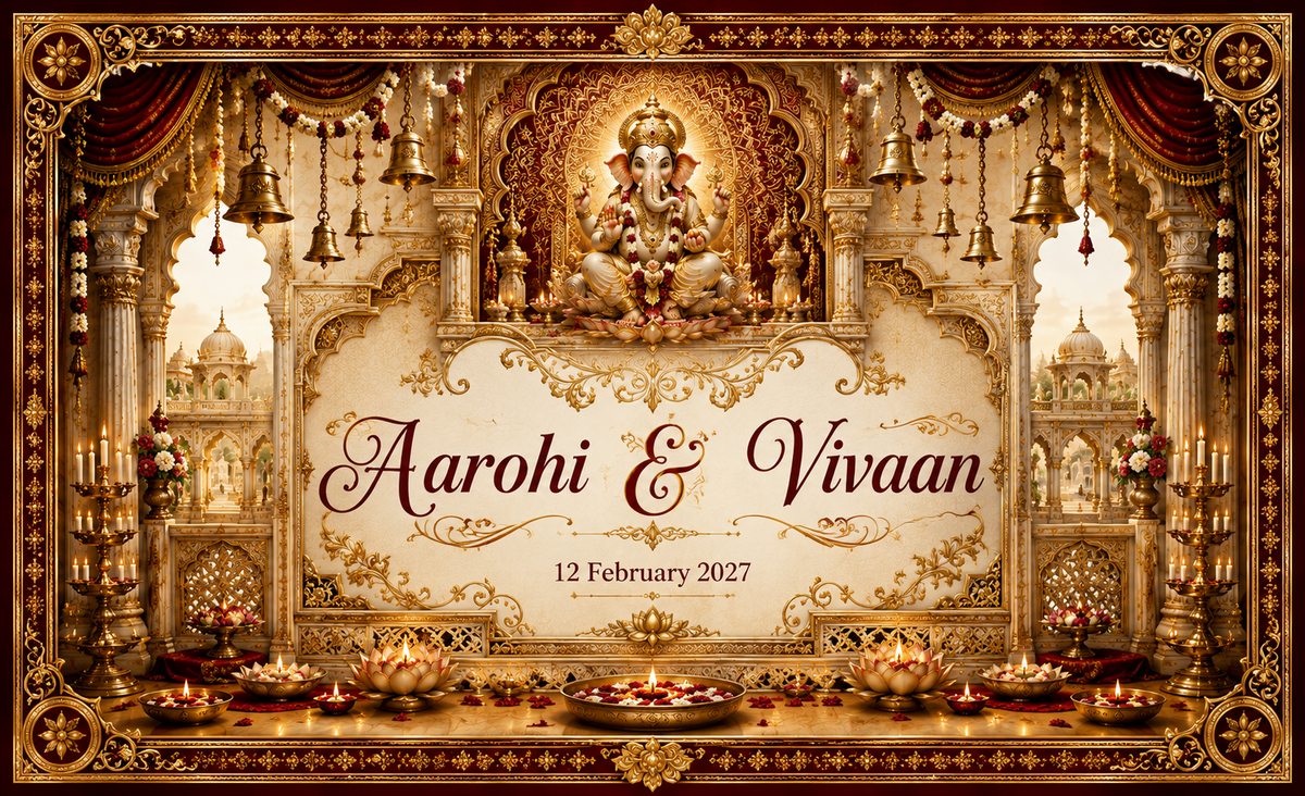 Ganesh Royal Golden Palace Mandap Ganesha customised wedding Antarpat AP-001-9