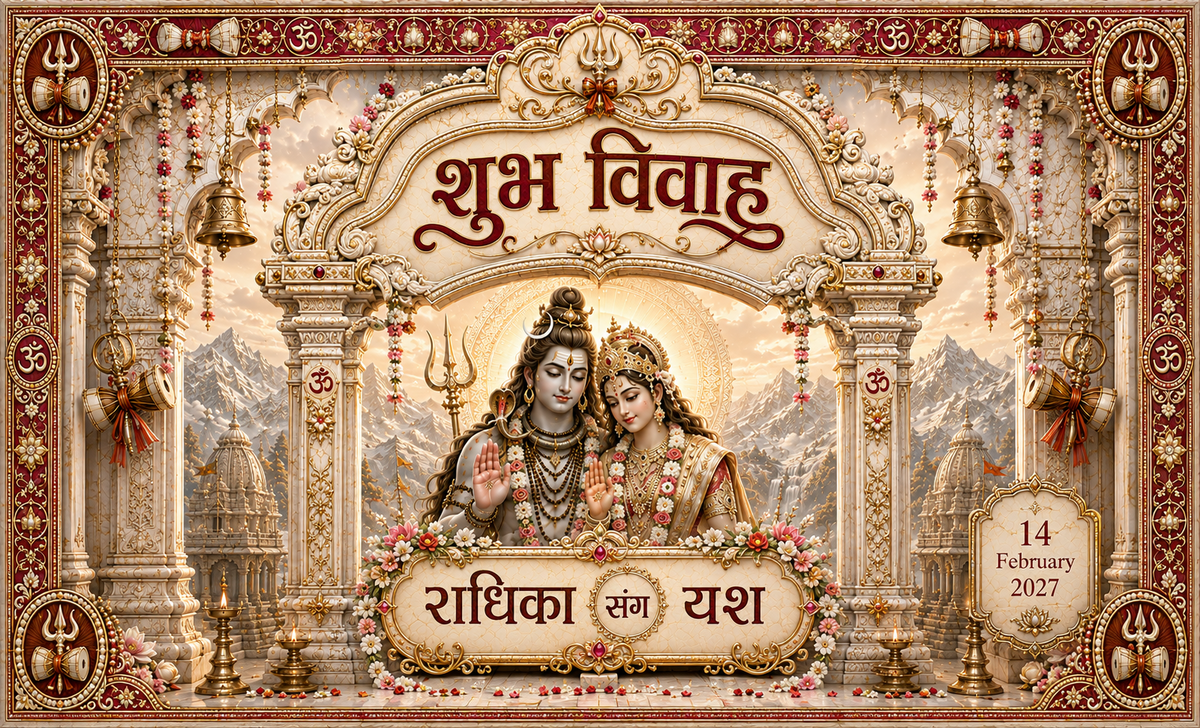 AP-002-11 Royal Red Shiv Parvati Temple Arch Personalized Antarpat