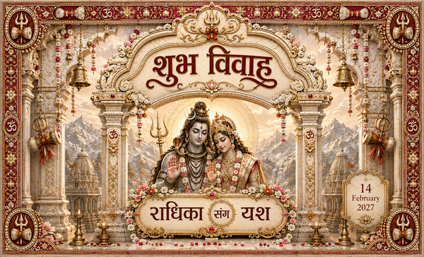 AP-002-11 Royal Red Shiv Parvati Temple Arch Personalized Antarpat