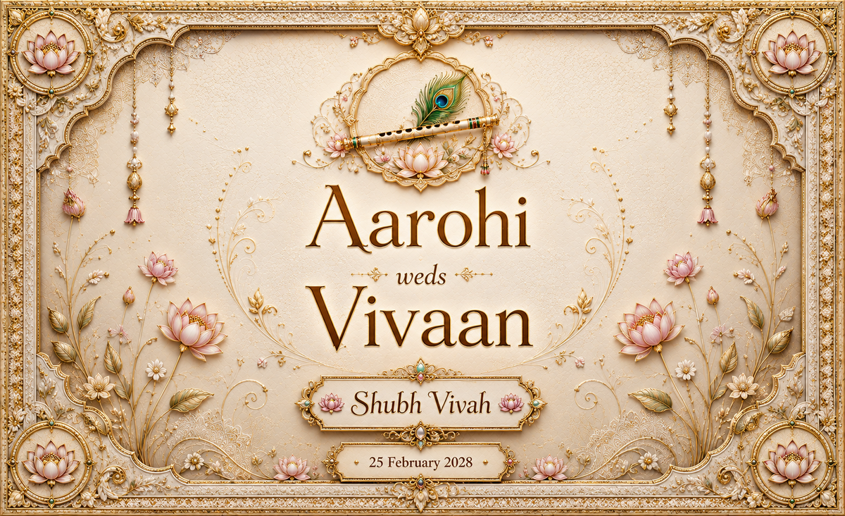 AP-003-10 Radha Krishna Ivory Lotus Flute Personalized Antarpat