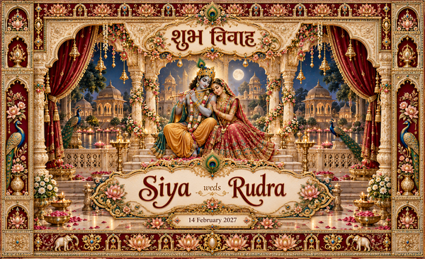 AP-003-11 Radha Krishna Moonlit Royal Palace Personalized Antarpat