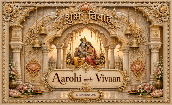 AP-003-7 Ivory Radha Krishna Temple Jhula Personalized Antarpat