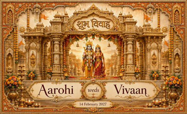 AP-004-1 Ram Sita Saffron Temple Gateway Personalized Antarpat