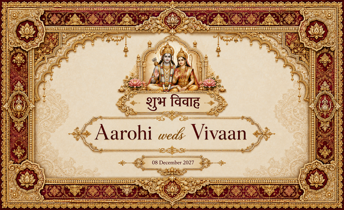AP-004-8 Ram Sita Royal Maroon Heritage Frame Personalized Antarpat