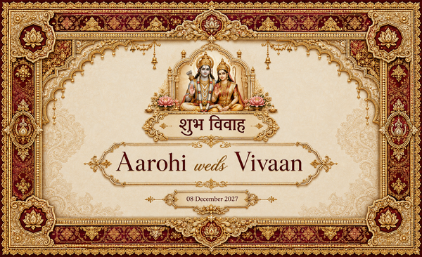 AP-004-8 Ram Sita Royal Maroon Heritage Frame Personalized Antarpat
