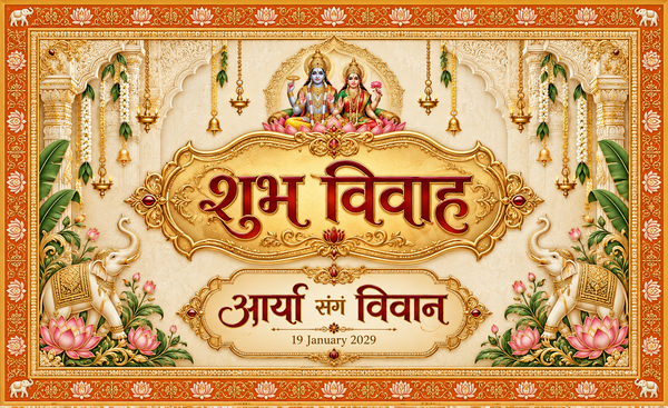AP-005-9 Lakshmi Narayan orange gold personalized wedding Antarpat
