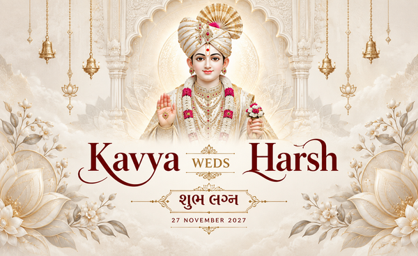 Swaminarayan Minimal Ivory White Lotus Personalized Wedding Antarpat | AP-006-12