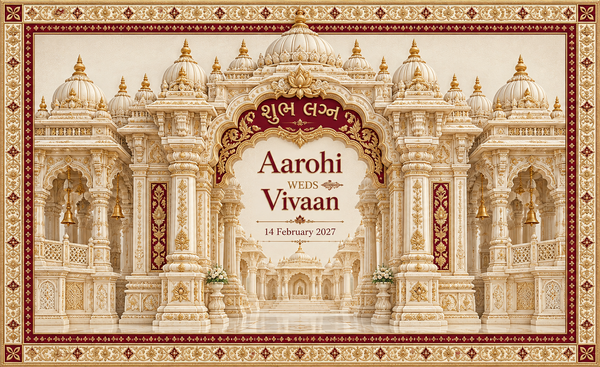 Swaminarayan temple personalized wedding antarpat AP-006-13