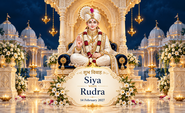 Swaminarayan Ivory Marble Temple Night Personalized Wedding Antarpat | AP-006-6