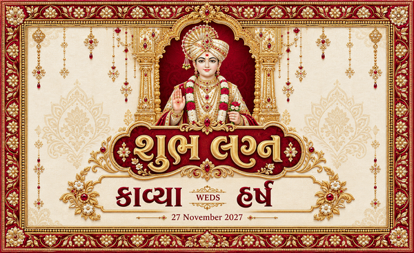 Swaminarayan Ivory Gold Shubh Lagna Frame Personalized Wedding Antarpat | AP-006-7