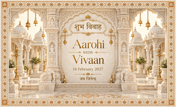 Jain White Marble Temple Personalized Wedding Antarpat | AP-007-1
