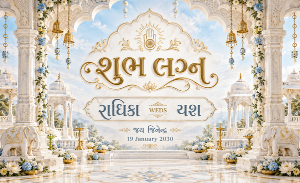 Jain Sky Blue White Marble Ahimsa Personalized Wedding Antarpat | AP-007-4