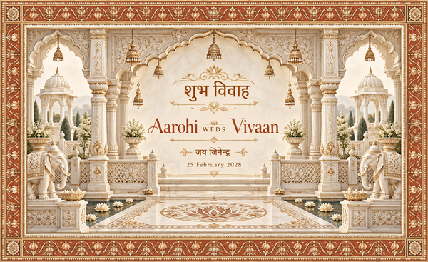 Jain Terracotta Marble Courtyard Lotus Pool Personalized Wedding Antarpat | AP-007-6