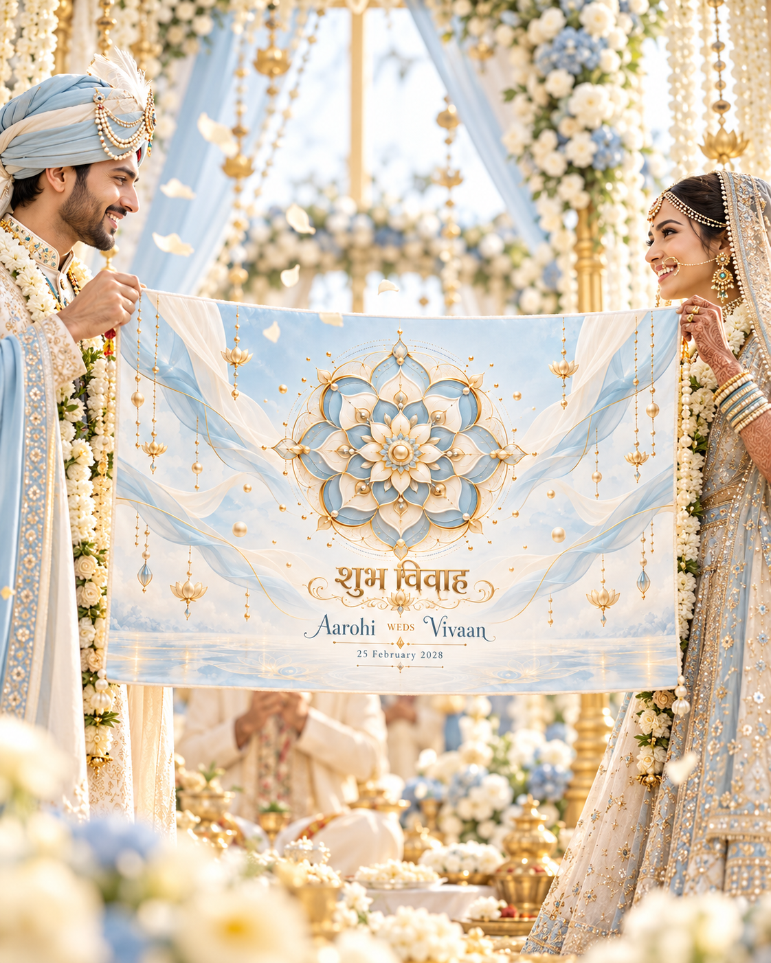 Celestial Blue Lotus Mandala Personalized Wedding Antarpat wedding lifestyle view