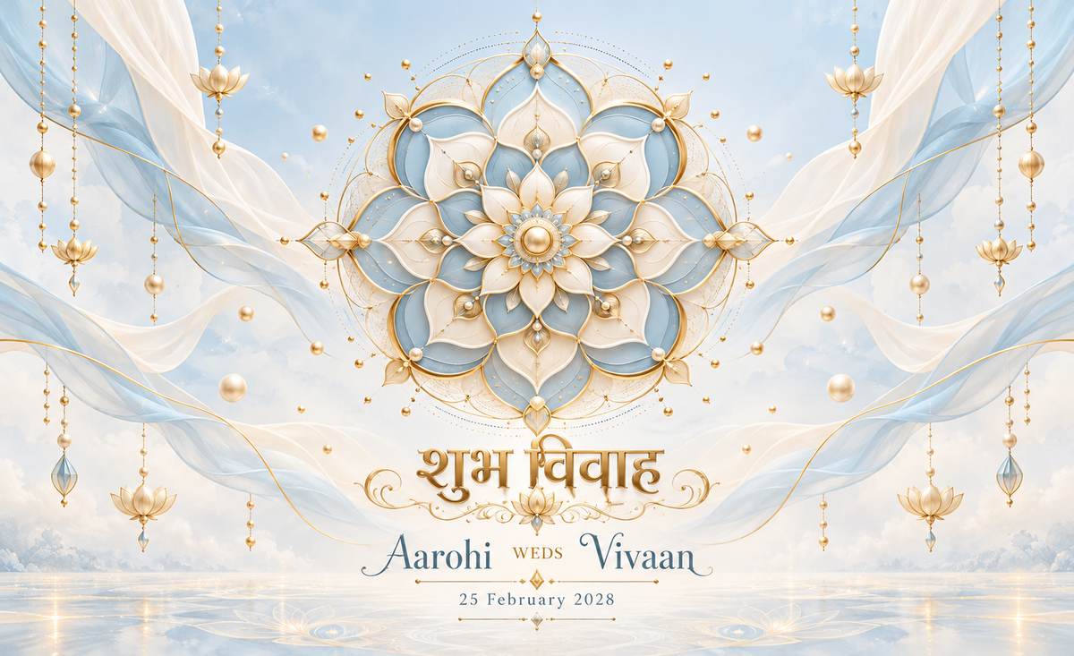 Celestial Blue Lotus Mandala Personalized Wedding Antarpat flat artwork