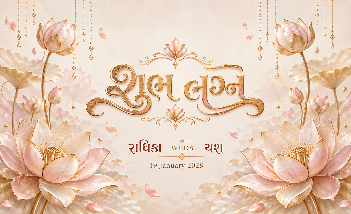 Blush Pink Lotus Shubh Lagna Personalized Wedding Antarpat flat print design