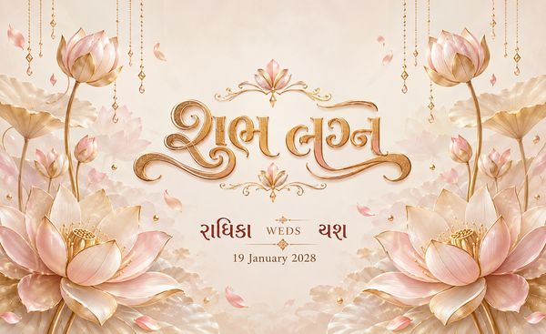 Blush Pink Lotus Shubh Lagna Personalized Wedding Antarpat flat print design