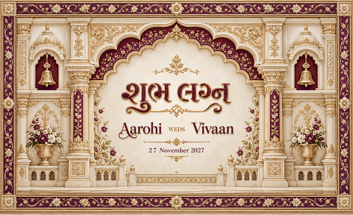 Royal Maroon Ivory Heritage Mandap Personalized Wedding Antarpat flat artwork