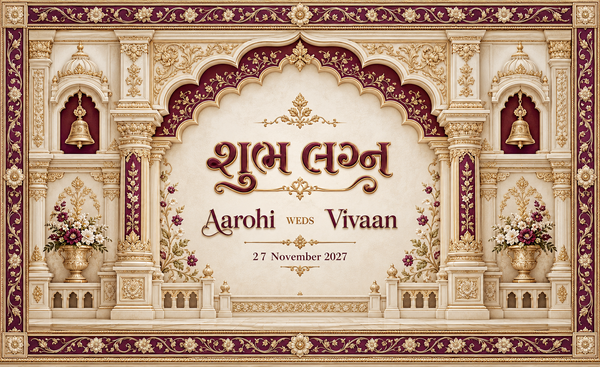 Royal Maroon Ivory Heritage Mandap Personalized Wedding Antarpat flat artwork
