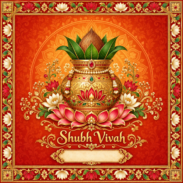 RUM-001-03 Royal Kalash Lotus Shubh Vivah Wedding Rumal original textile print artwork