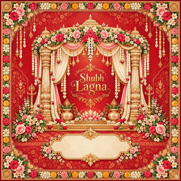 RUM-001-06 Royal Floral Mandap Shubh Lagna Wedding Rumal original textile print artwork