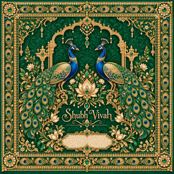 RUM-002-03 original Emerald Peacock Royal Heritage Shubh Vivah Rumal digital print design