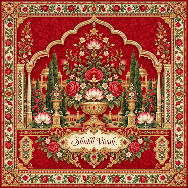 RUM-002-05 original Royal Red Floral Palace Shubh Vivah Rumal digital print design