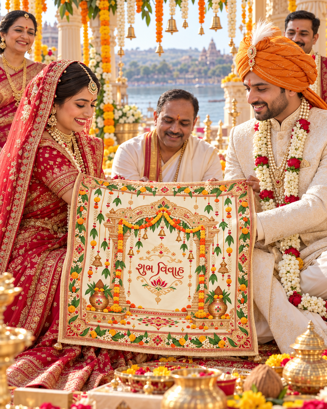 RUM-003-05 Gujarati Marigold Mandap Shubh Vivah Rumal lifestyle wedding ceremony visual