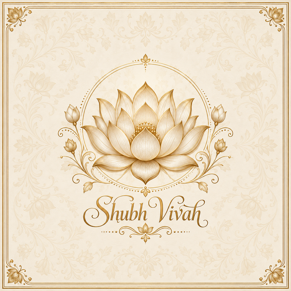 RUM-005-01 Ivory Gold Lotus Minimal Luxury Wedding Rumal original print artwork