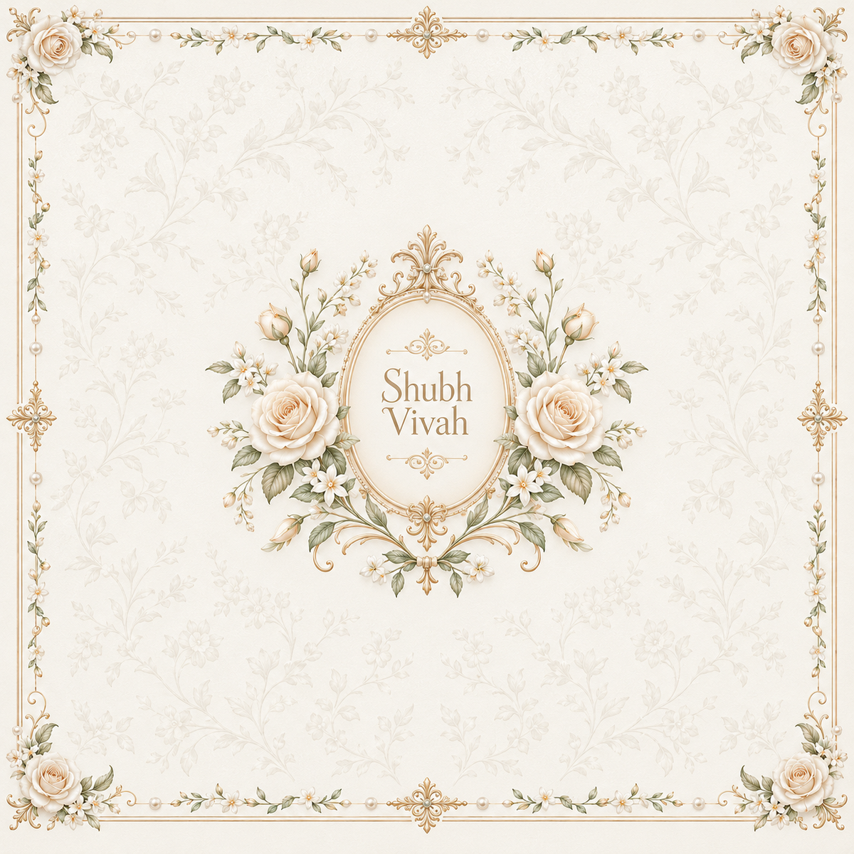 RUM-005-02 Ivory White Rose Minimal Luxury Wedding Rumal original print artwork