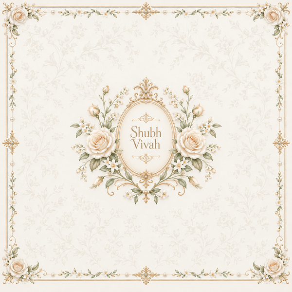 RUM-005-02 Ivory White Rose Minimal Luxury Wedding Rumal original print artwork