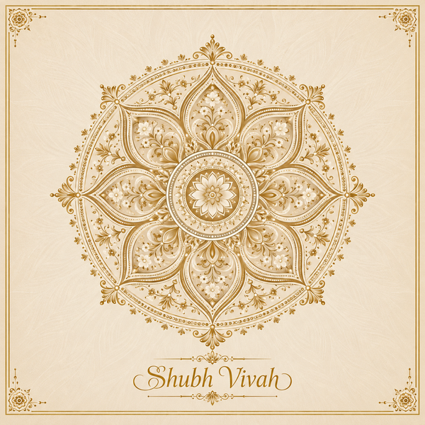 RUM-005-05 Champagne Gold Floral Mandala Wedding Rumal original print artwork