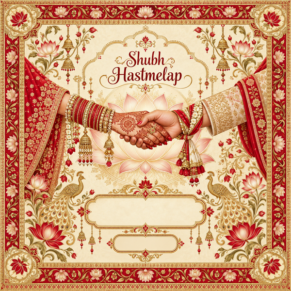 RUM-006-04 Red Ivory Shubh Hastmelap Customised Wedding Rumal flat original digital print design