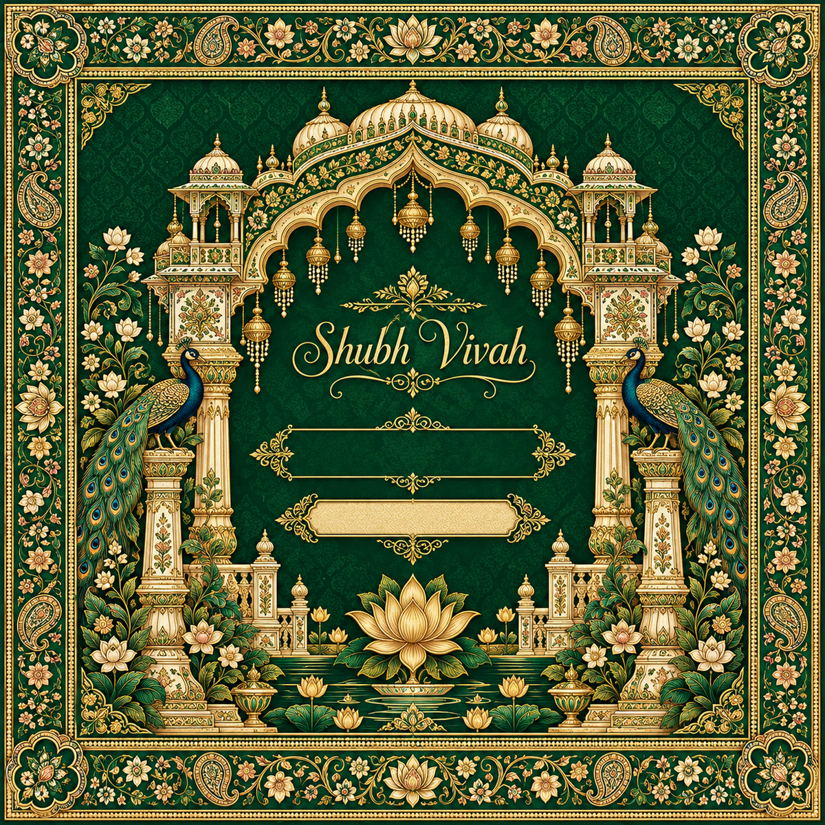 RUM-006-06 Emerald Green Peacock Royal Customised Wedding Rumal flat original digital print design