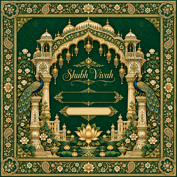 RUM-006-06 Emerald Green Peacock Royal Customised Wedding Rumal flat original digital print design