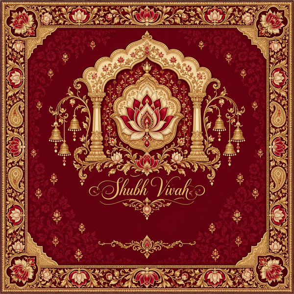 RUM-008-01 Royal Maroon Invitation Match 20x20 inch flat printed Hastmelap Rumal artwork