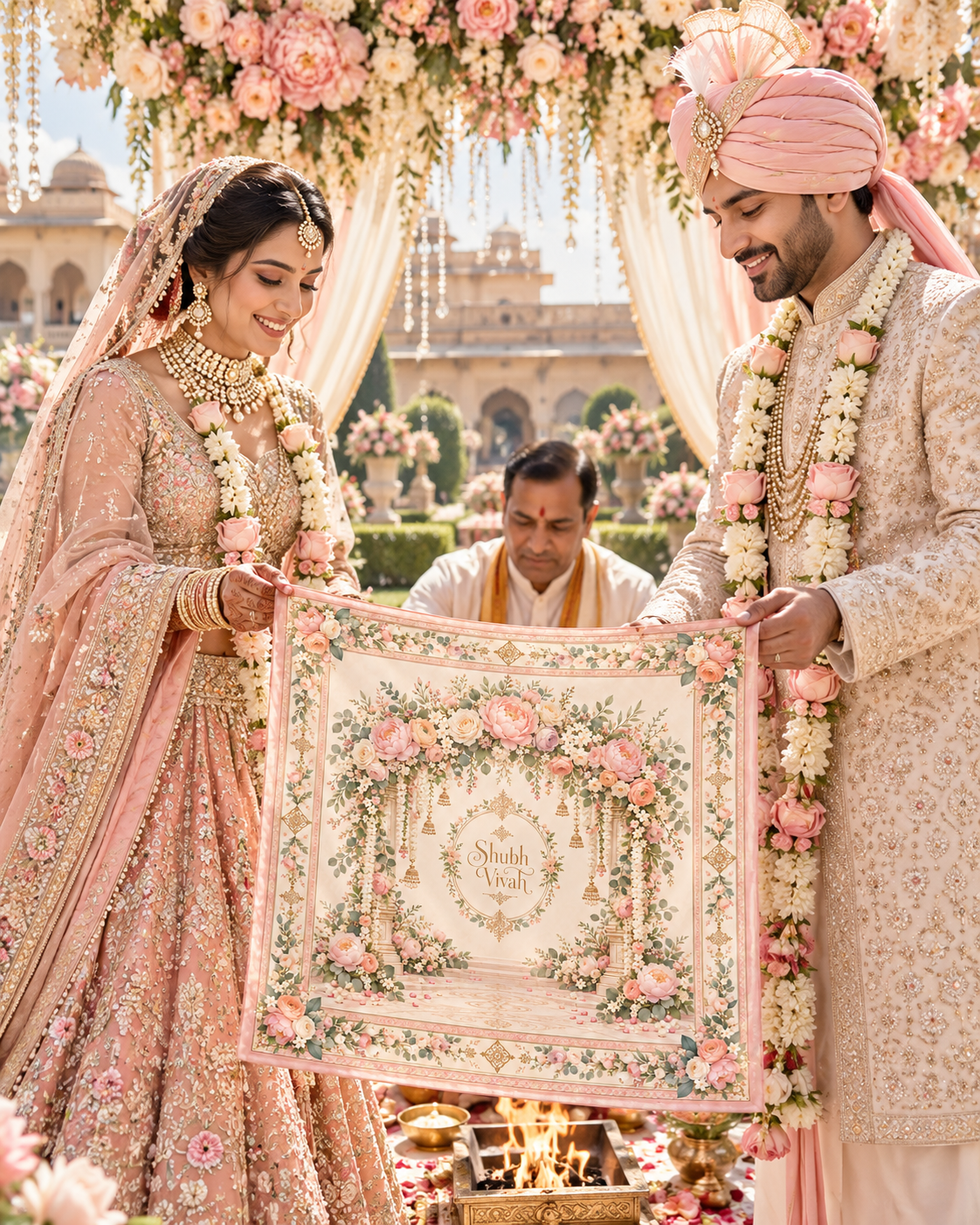 RUM-008-02 Pastel Floral Mandap Match wedding ceremony Hastmelap Rumal visual