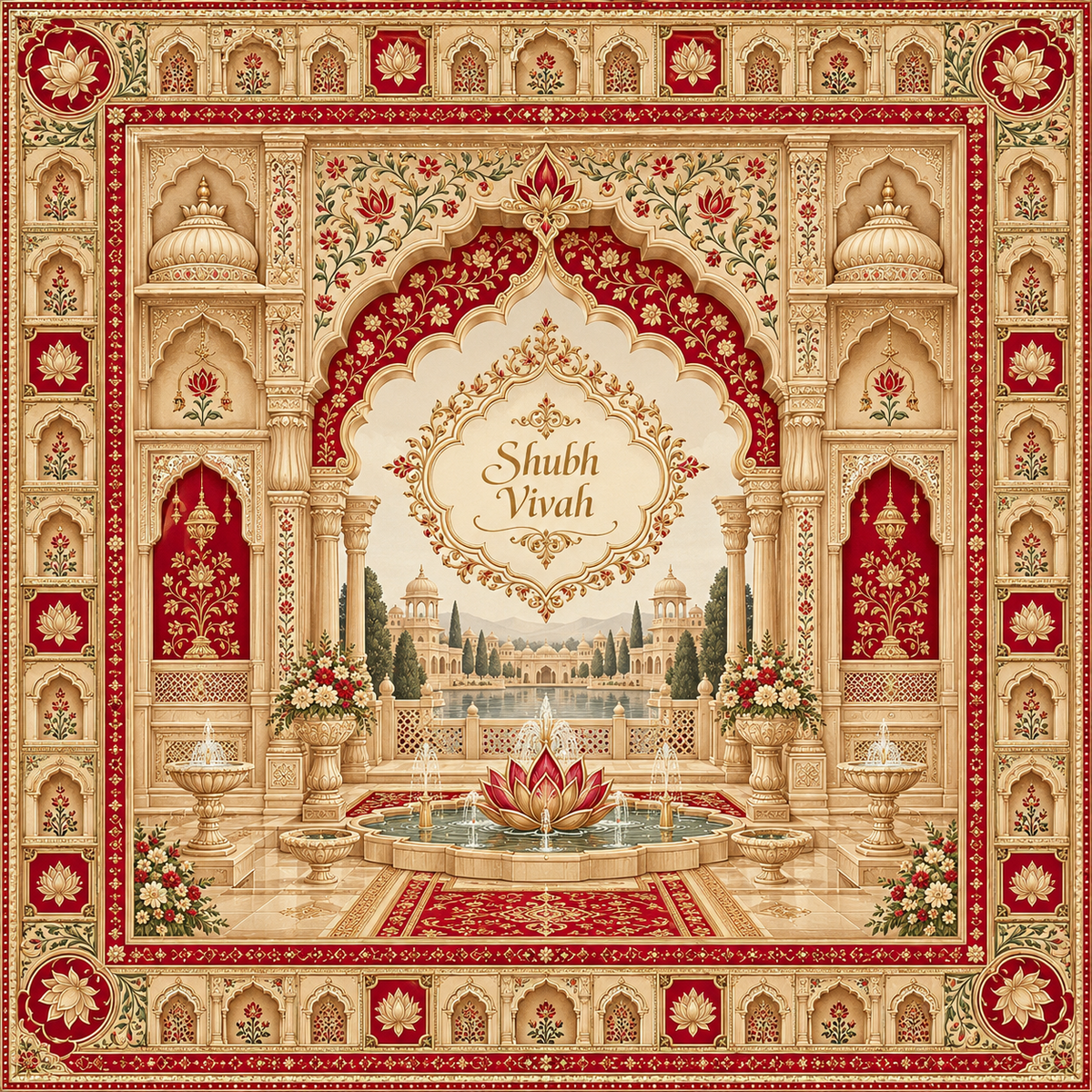 RUM-008-04 Royal Palace Destination Match flat 20 x 20 inch Hastmelap Rumal print design