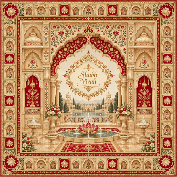 RUM-008-04 Royal Palace Destination Match flat 20 x 20 inch Hastmelap Rumal print design