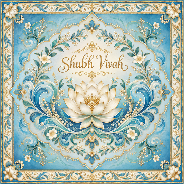 RUM-008-05 Ocean Blue Beach Wedding Match flat 20 x 20 inch Hastmelap Rumal print design