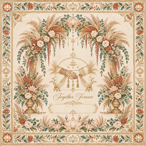 RUM-010-02 Boho Pampas Together Forever original square flat digital print design