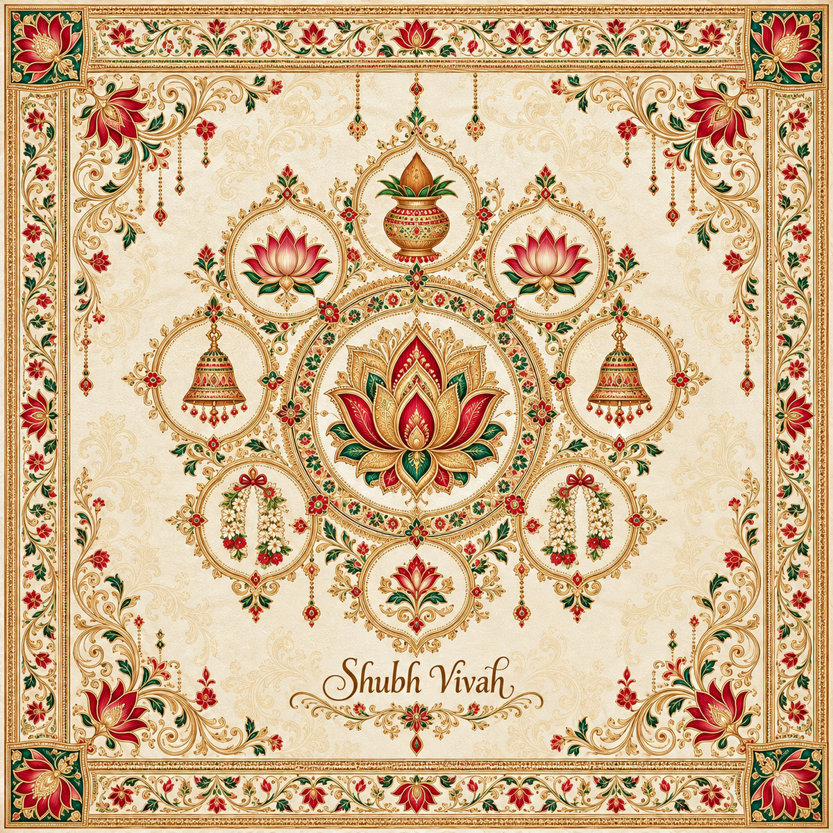 Ivory Lotus Wedding Symbols Shubh Vivah Rumal design