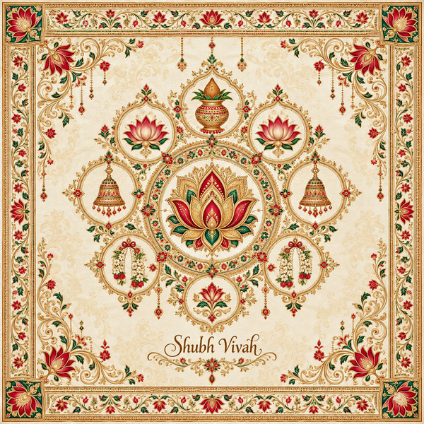 Ivory Lotus Wedding Symbols Shubh Vivah Rumal design