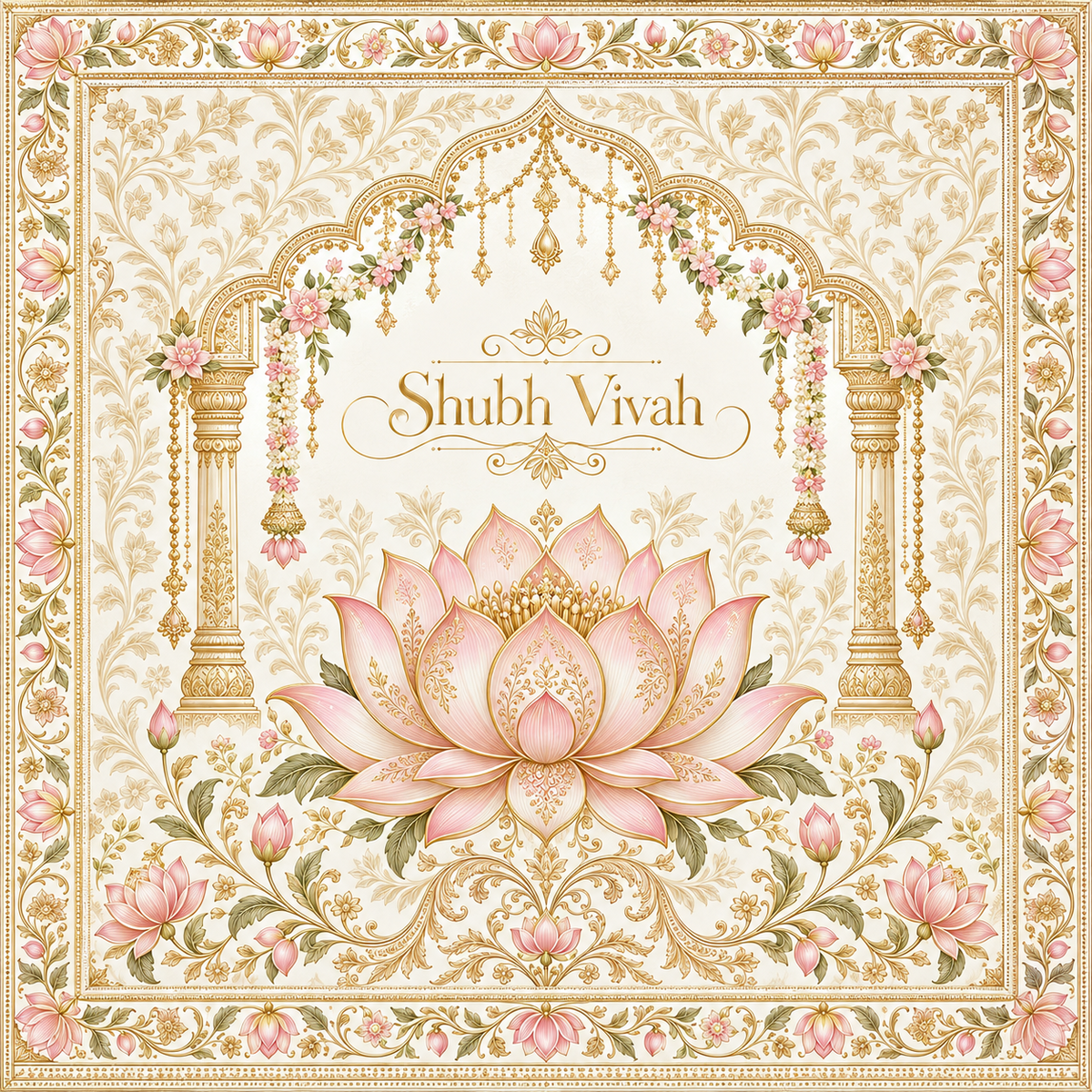 Ivory Pink Lotus Shubh Vivah Rumal design