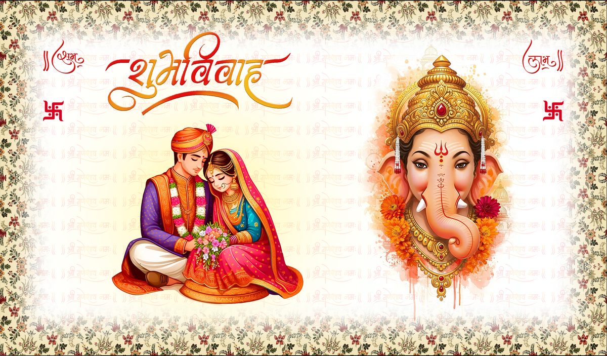 Traditional Shubh Vivah Antarpat with Bride & Ganesh Ji Design (SE-AP-2)