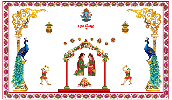 Peacock Theme Wedding Antarpat with Mandap & Shubh Vivah Design (SE-AP-5)