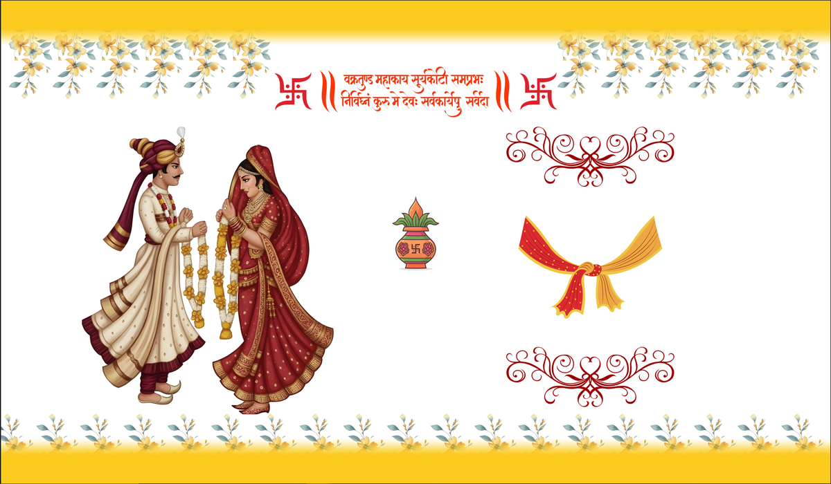 Elegant Couple Theme Shubh Vivah Antarpat for Wedding Ceremony (SE-AP-6)